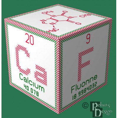 Periodic Element Caffeine 3D Ornament Cross Stitch Sewing Pattern PDF Download