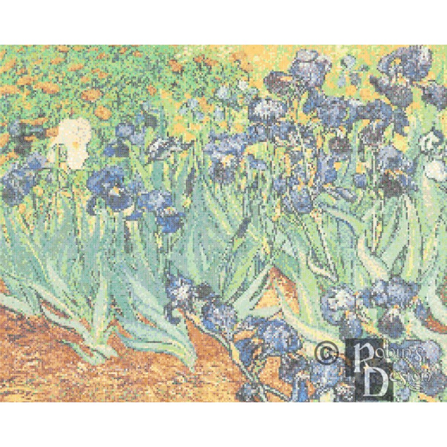 Vincent Van Gogh's Irises in a Field Cross Stitch Pattern PDF